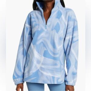 Zella Light Blue and White Patterned Fleece Hoodie